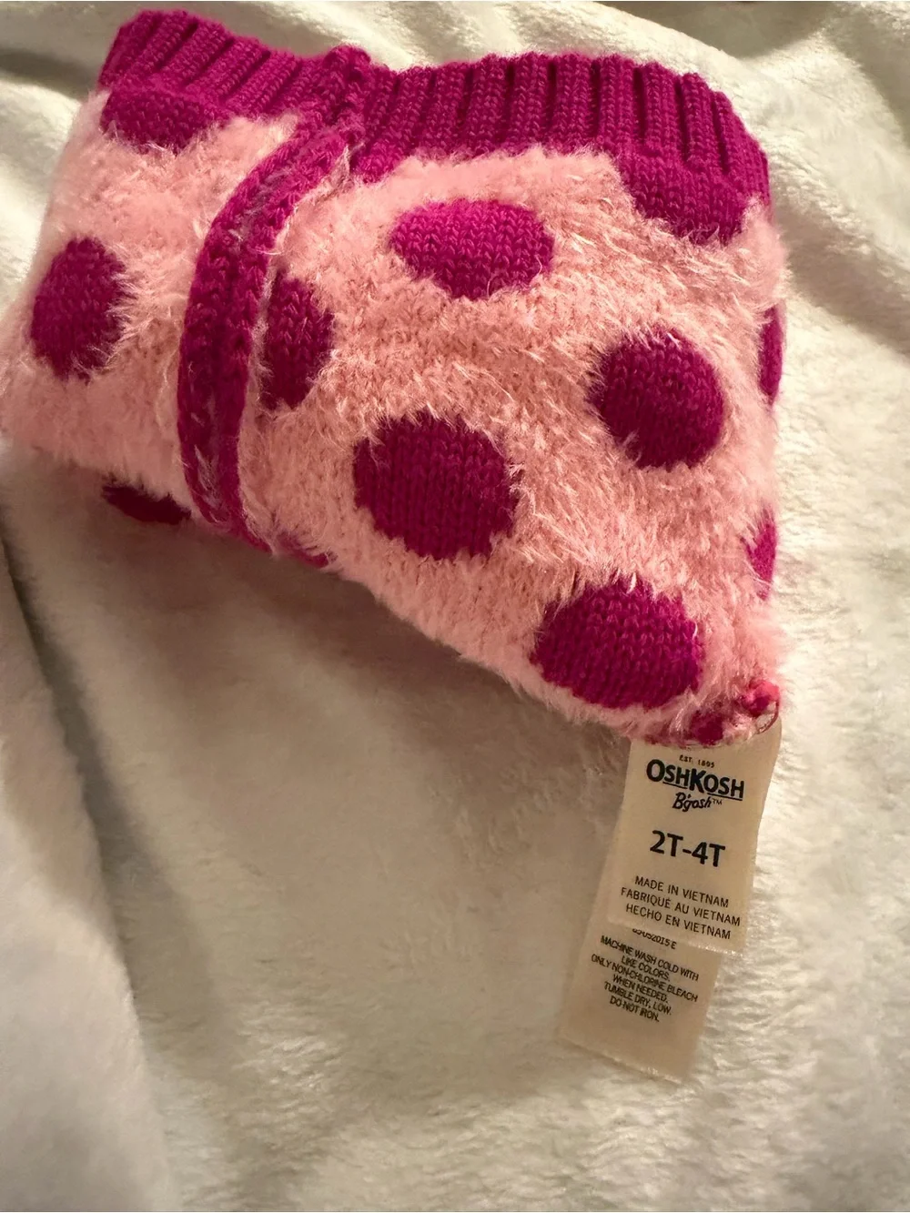OshKosh B'gosh Pink and Fuchsia Polka Dot Knit Beanie